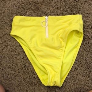 Neon yellow high waisted bikini bottoms